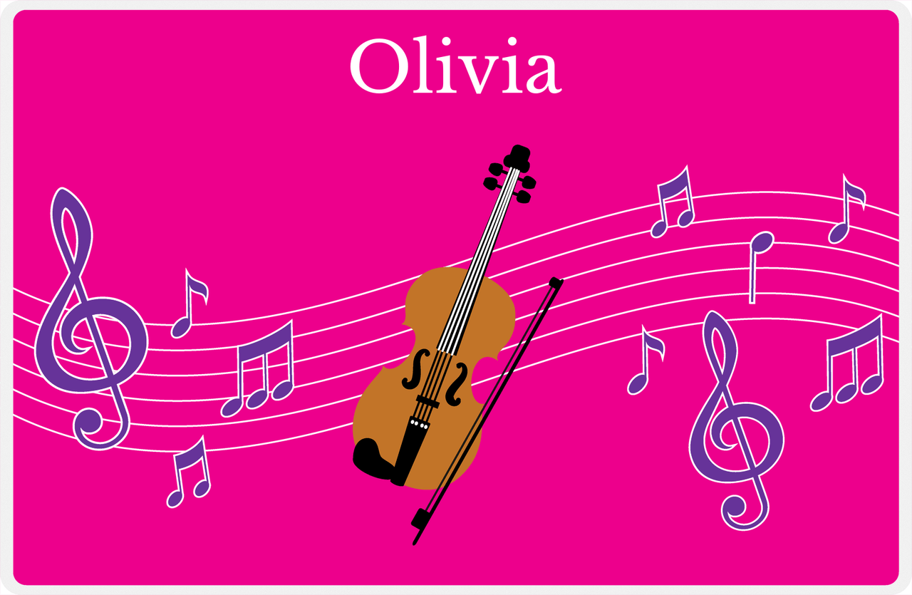 Personalized School Band Placemat V - Pink Background - Violin -  View
