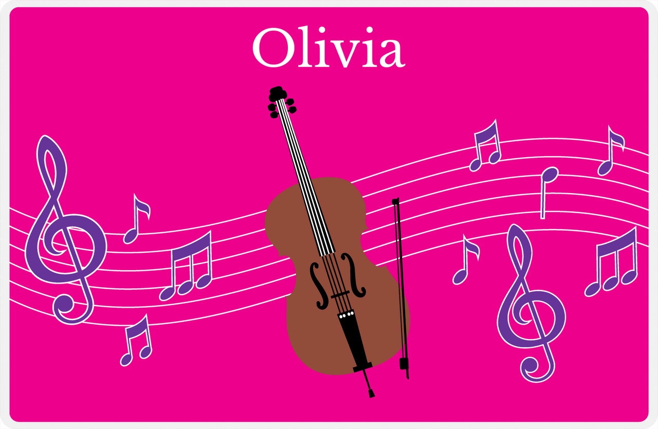 Personalized School Band Placemat V - Pink Background - Cello -  View