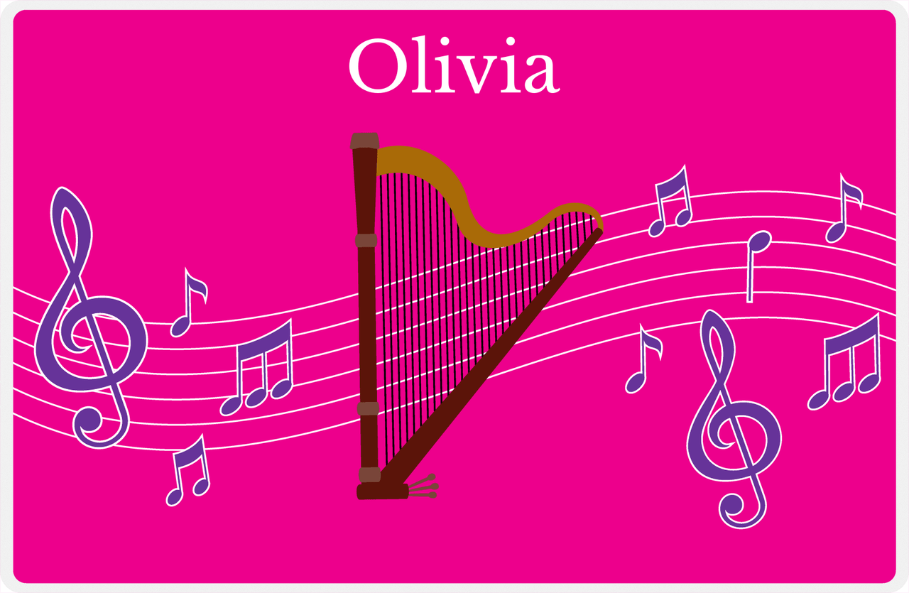 Personalized School Band Placemat V - Pink Background - Harp -  View