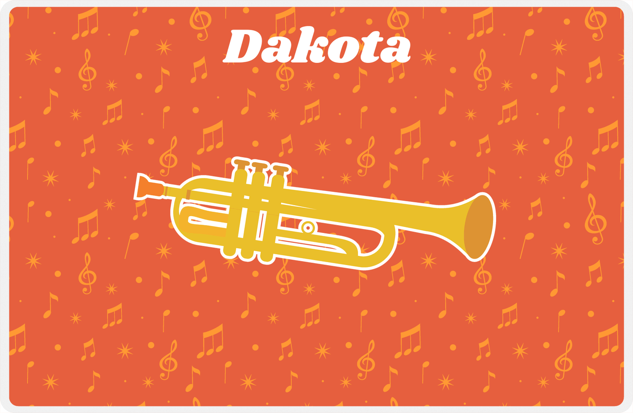 Personalized School Band Placemat VII - Orange Background - Trumpet -  View
