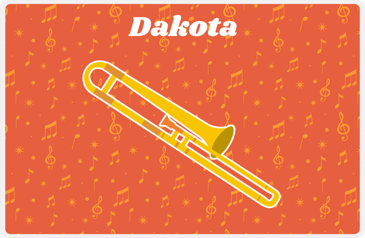 Personalized School Band Placemat VII - Orange Background - Trombone -  View