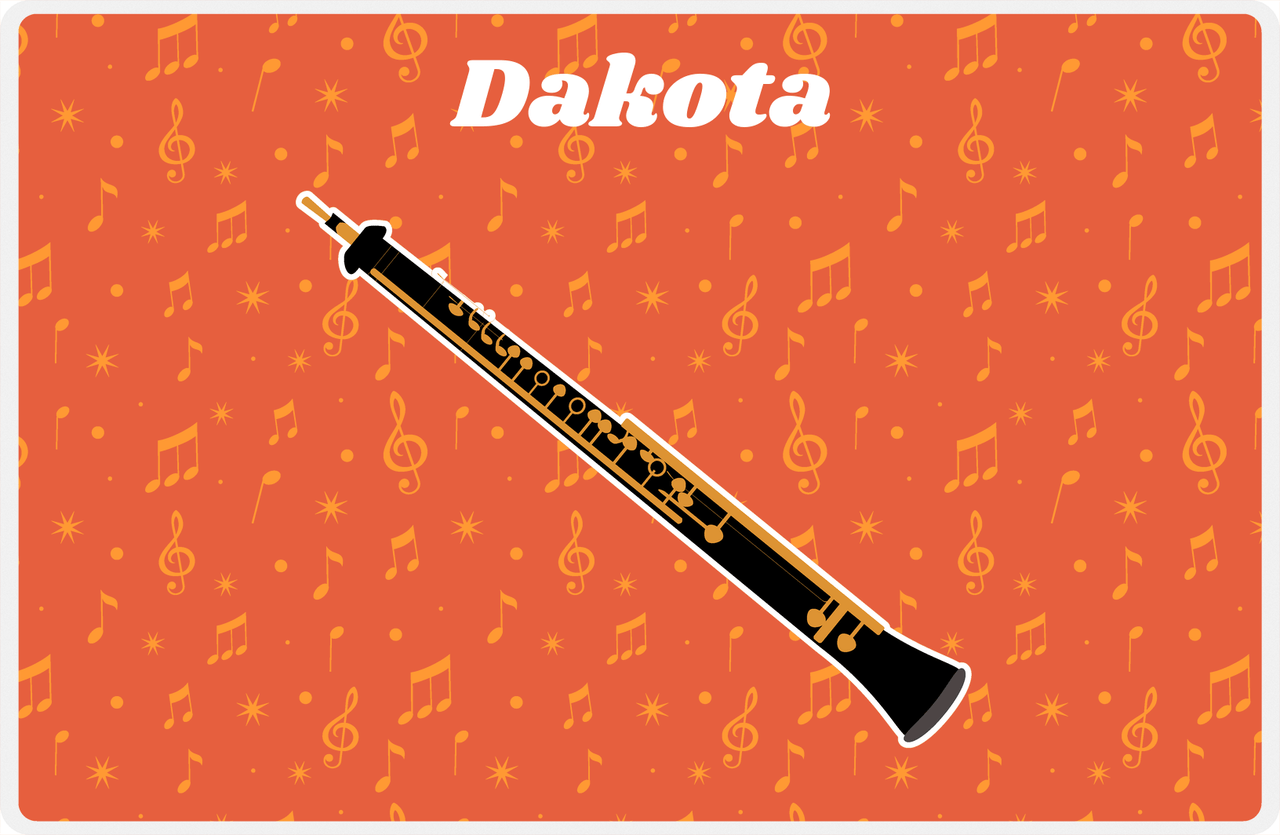Personalized School Band Placemat VII - Orange Background - Oboe -  View