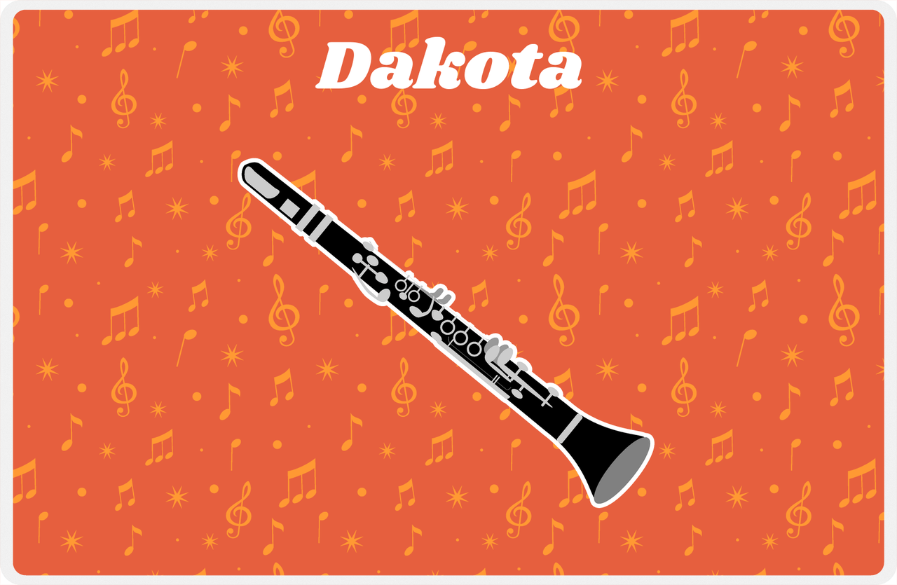 Personalized School Band Placemat VII - Orange Background - Clarinet -  View