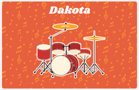 Thumbnail for Personalized School Band Placemat VII - Orange Background - Drum Kit -  View
