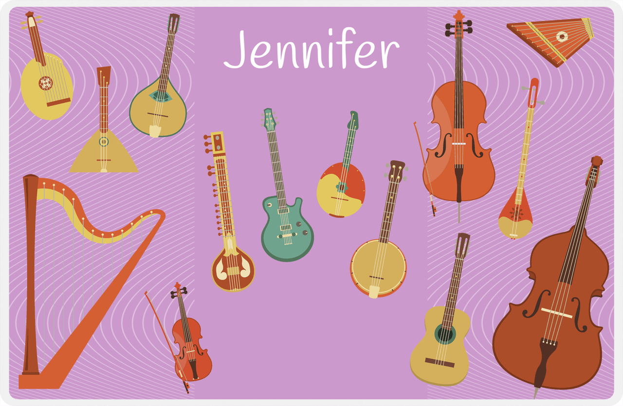 Personalized School Band Placemat IX - String Instruments - Purple Background -  View