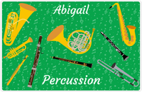 Thumbnail for Personalized School Band Placemat X - Wind Instruments - Green Background -  View