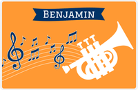 Thumbnail for Personalized School Band Placemat XI - Orange Background - Piccolo Trumpet -  View