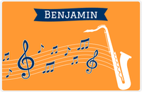 Thumbnail for Personalized School Band Placemat XI - Orange Background - Saxophone -  View