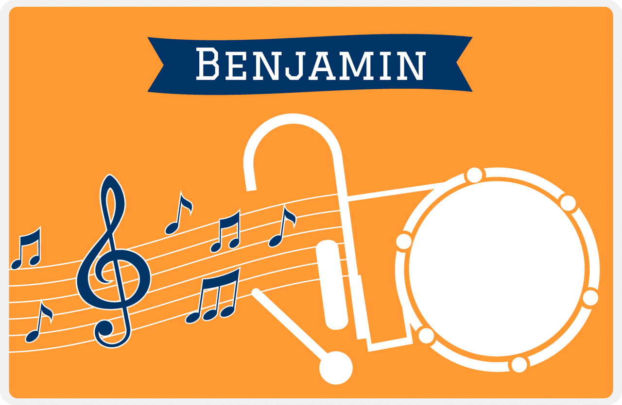 Personalized School Band Placemat XI - Orange Background - Percussion -  View