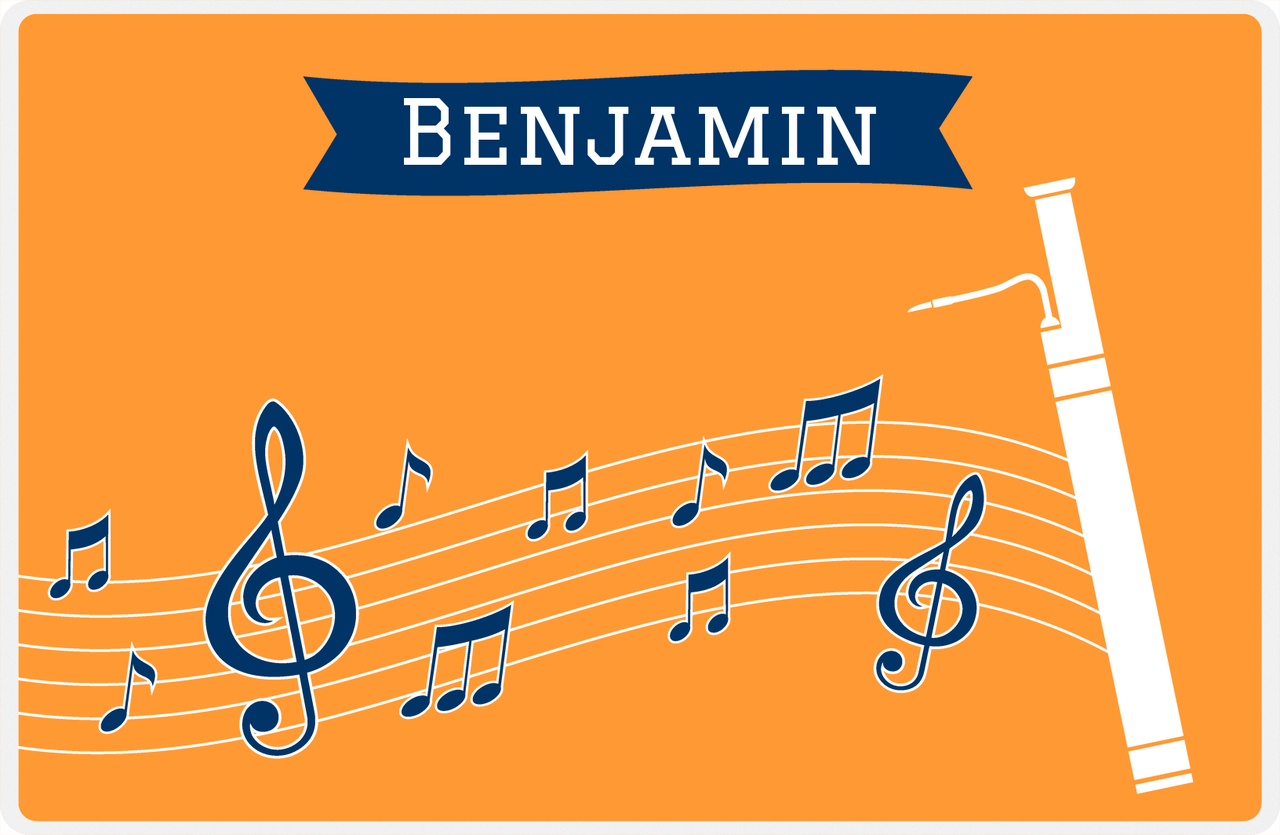 Personalized School Band Placemat XI - Orange Background - Bassoon -  View