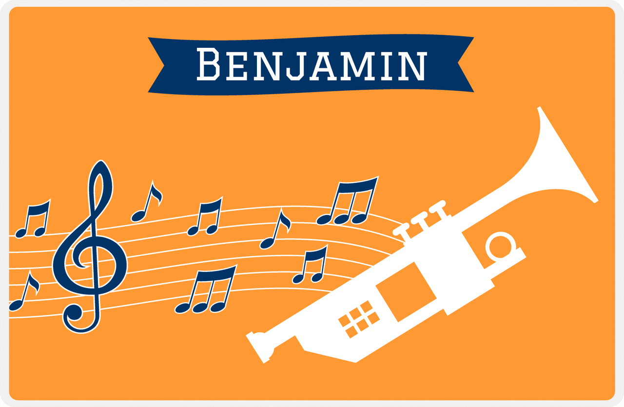 Personalized School Band Placemat XI - Orange Background - Trumpet -  View