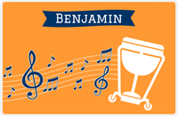Thumbnail for Personalized School Band Placemat XI - Orange Background - Drum Cart -  View