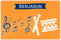 Thumbnail for Personalized School Band Placemat XI - Orange Background - Drum -  View