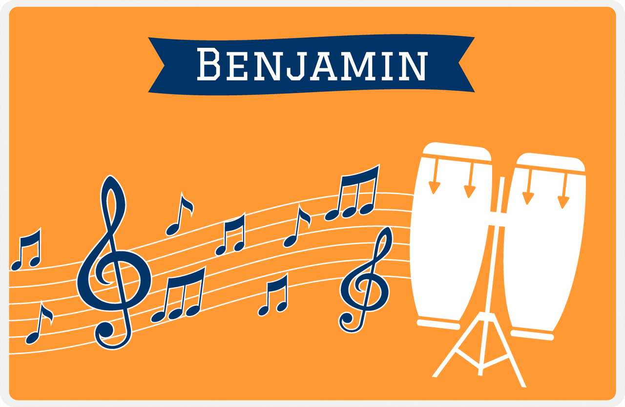 Personalized School Band Placemat XI - Orange Background - Congas -  View