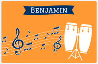 Thumbnail for Personalized School Band Placemat XI - Orange Background - Congas -  View