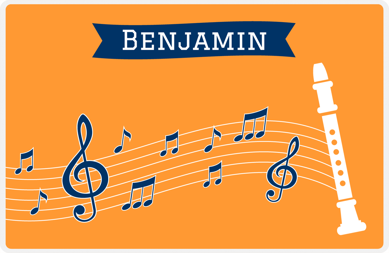 Personalized School Band Placemat XI - Orange Background - Recorder -  View