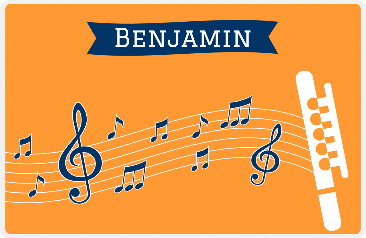 Personalized School Band Placemat XI - Orange Background - Flute -  View