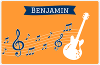 Thumbnail for Personalized School Band Placemat XI - Orange Background - Electric Guitar -  View