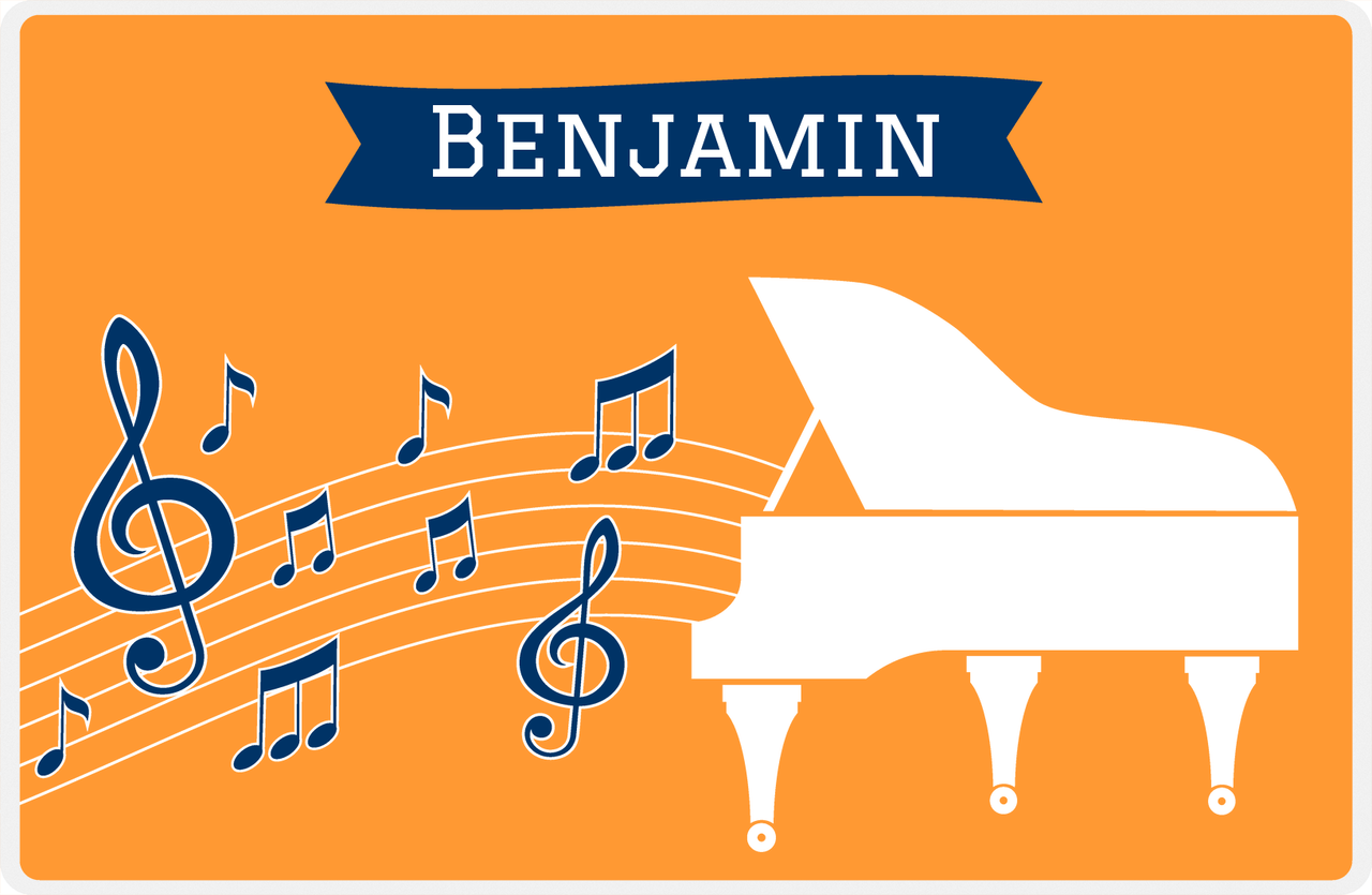 Personalized School Band Placemat XI - Orange Background - Piano -  View