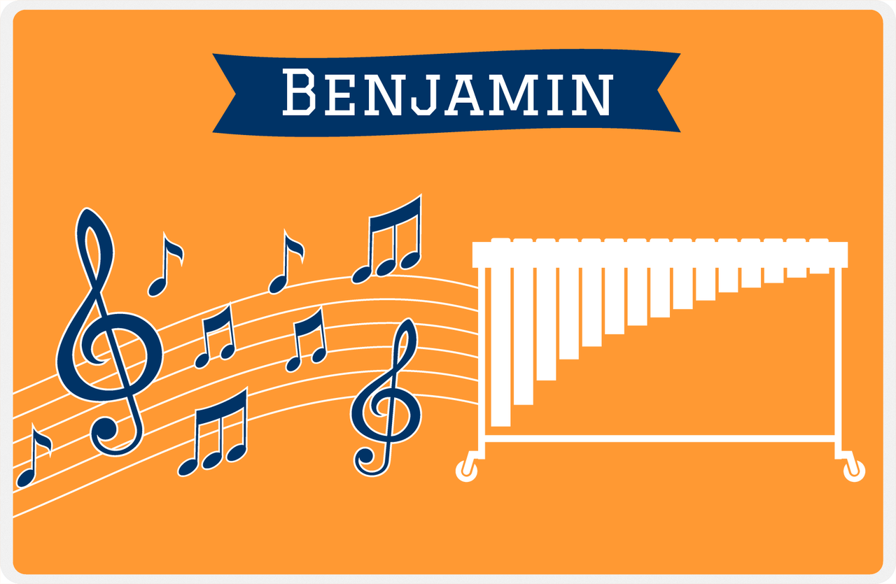 Personalized School Band Placemat XI - Orange Background - Marimba -  View