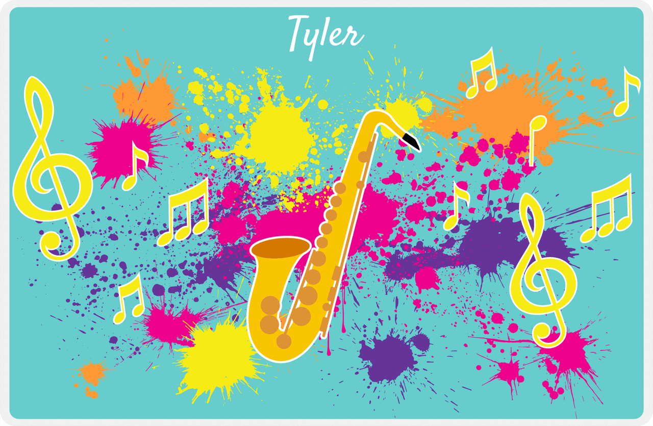 Personalized School Band Placemat XIII - Teal Background - Alto Sax -  View