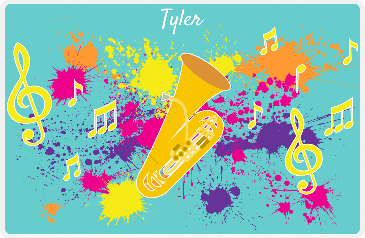 Personalized School Band Placemat XIII - Teal Background - Baritone -  View