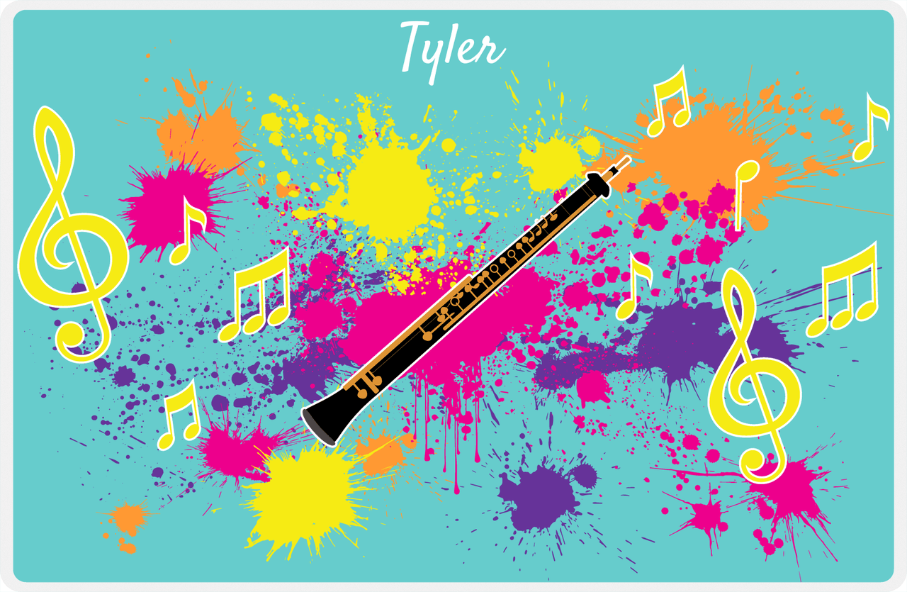 Personalized School Band Placemat XIII - Teal Background - Oboe -  View