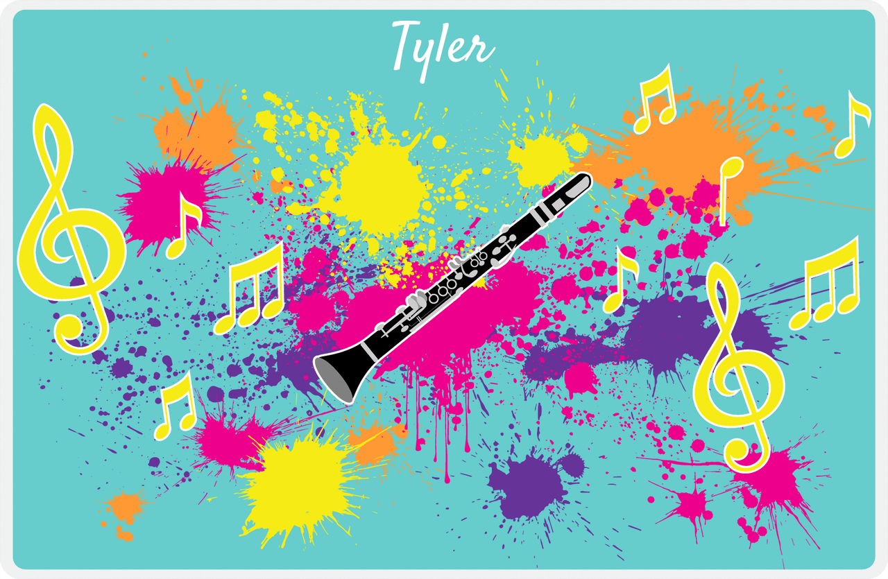 Personalized School Band Placemat XIII - Teal Background - Clarinet -  View