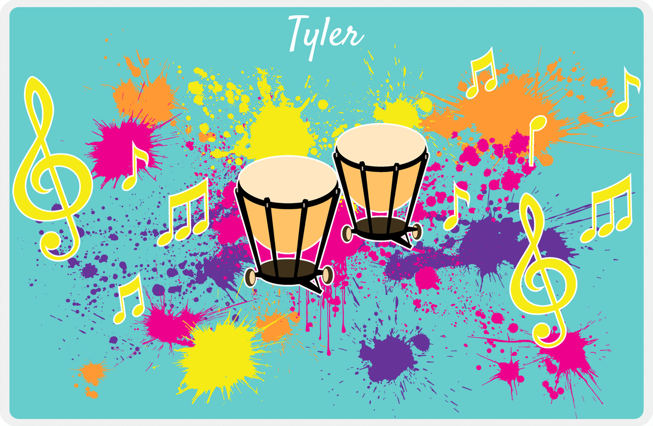 Personalized School Band Placemat XIII - Teal Background - Timpani -  View