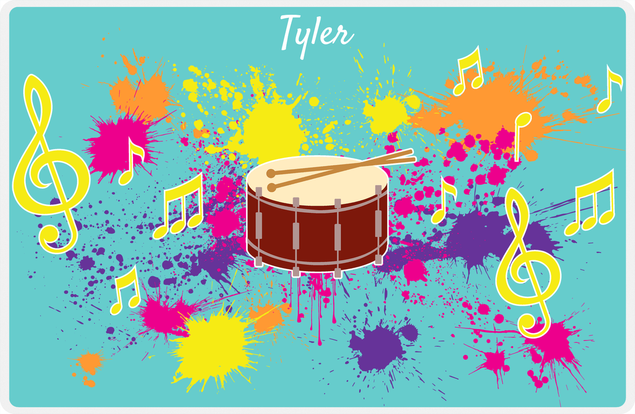 Personalized School Band Placemat XIII - Teal Background - Snare -  View