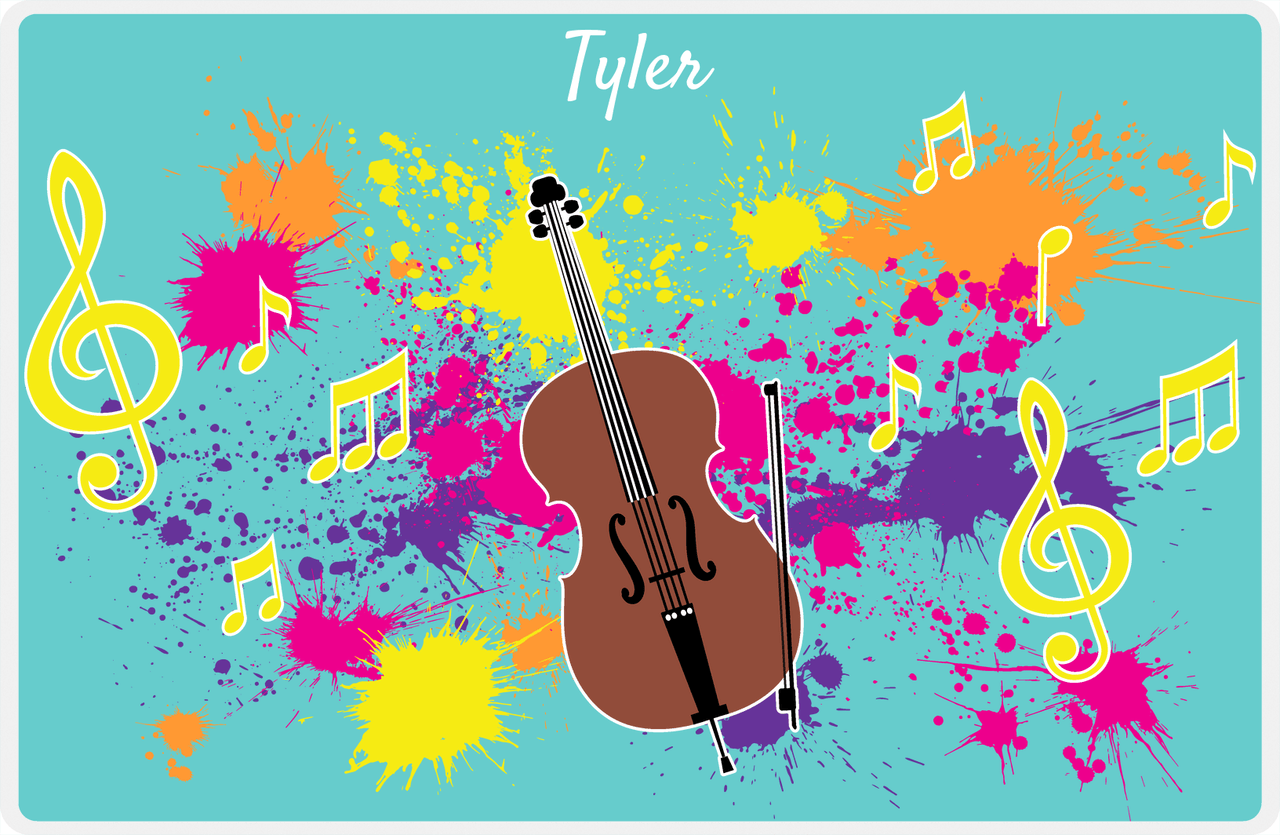 Personalized School Band Placemat XIII - Teal Background - Cello -  View