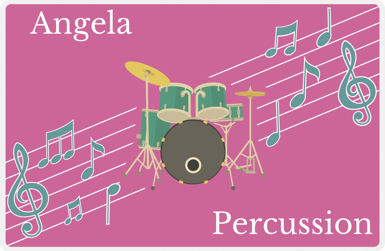 Personalized School Band Placemat XIV - Pink Background - Percussion I -  View