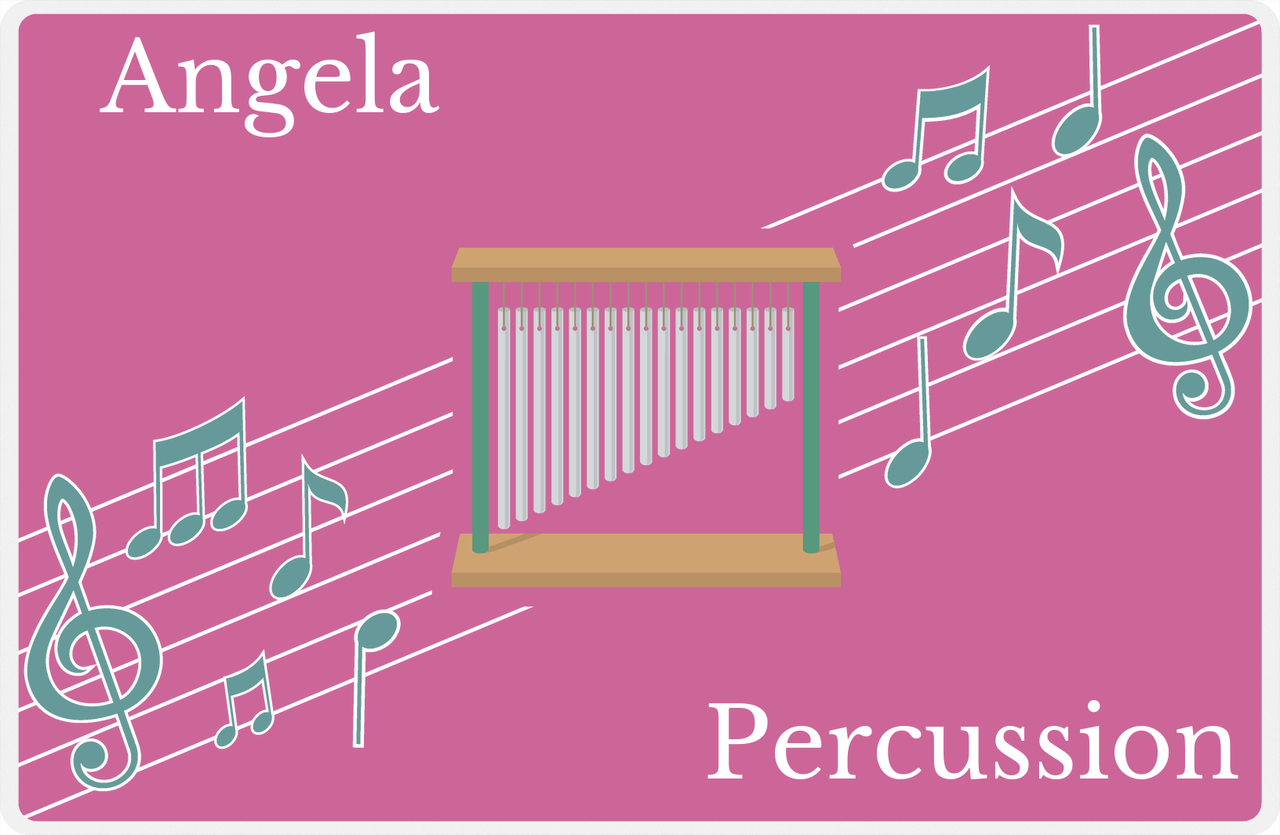 Personalized School Band Placemat XIV - Pink Background - Percussion V -  View