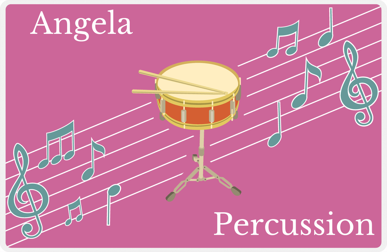 Personalized School Band Placemat XIV - Pink Background - Percussion VI -  View