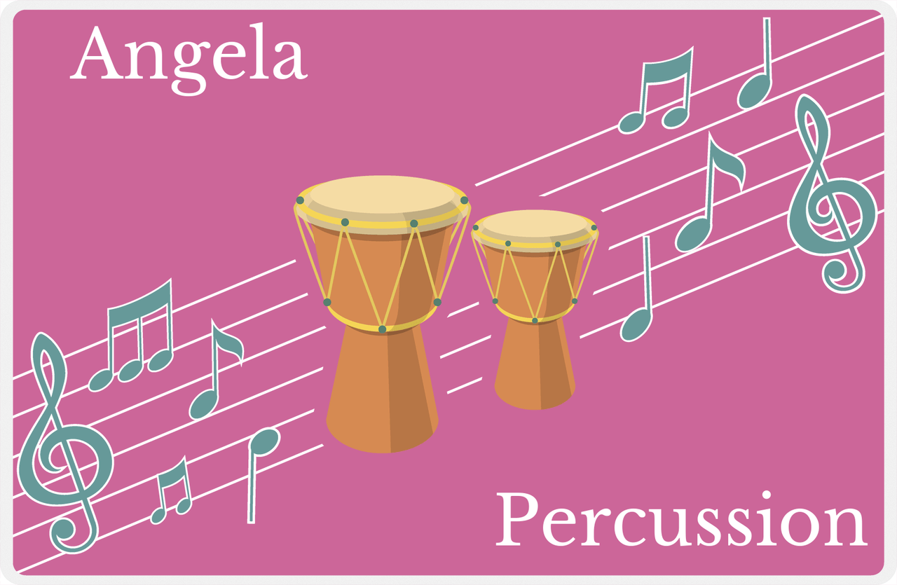 Personalized School Band Placemat XIV - Pink Background - Percussion X -  View