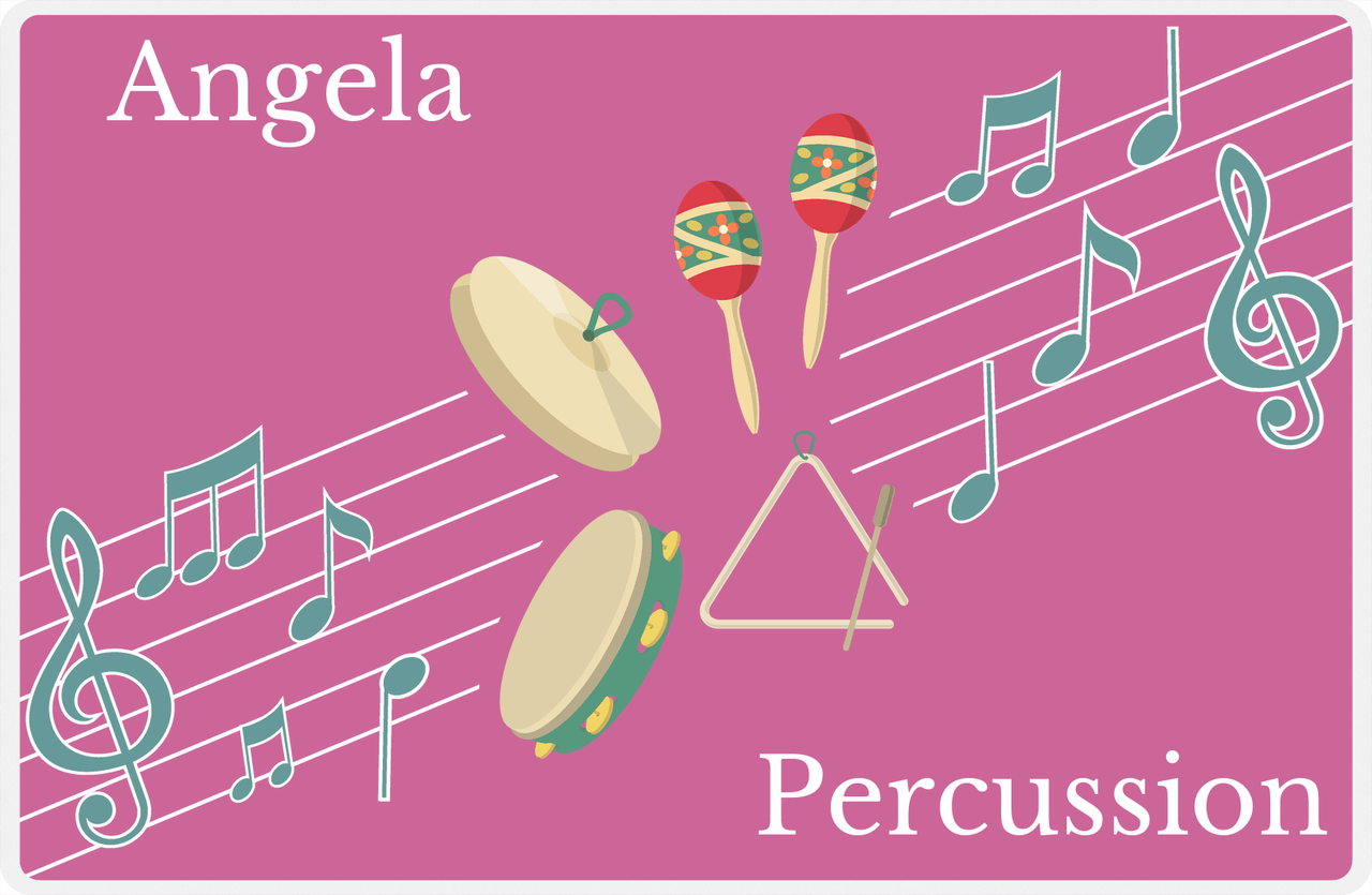 Personalized School Band Placemat XIV - Pink Background - Percussion XI -  View