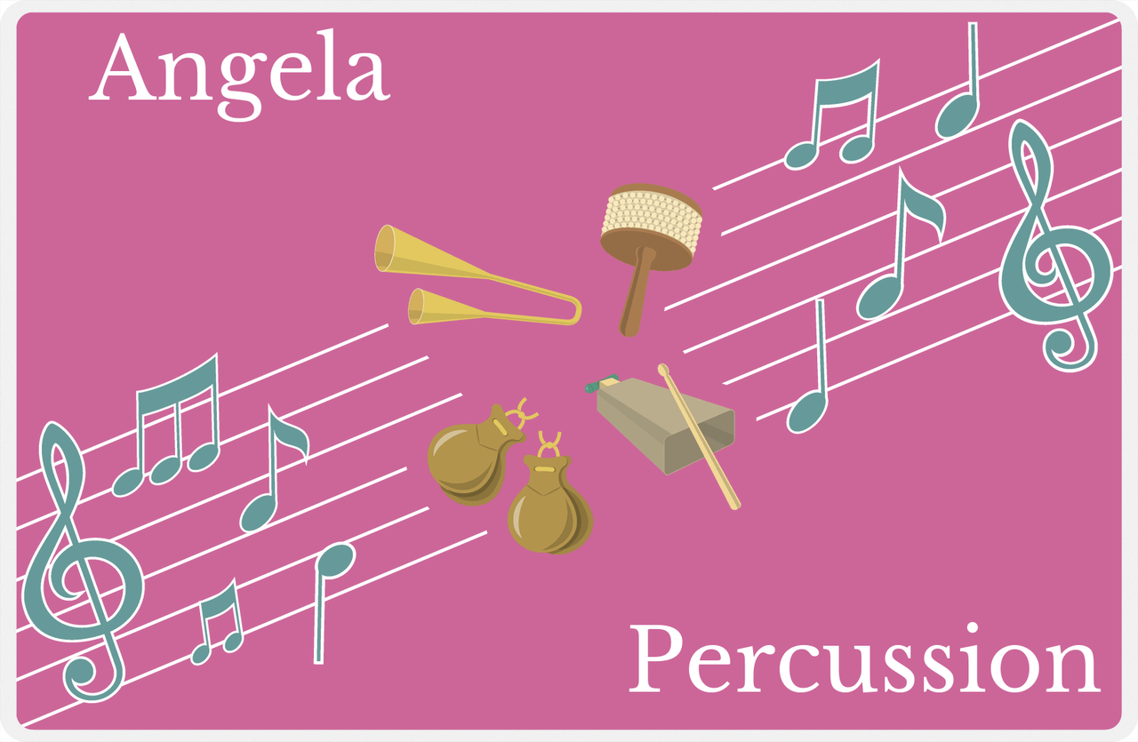 Personalized School Band Placemat XIV - Pink Background - Percussion XII -  View