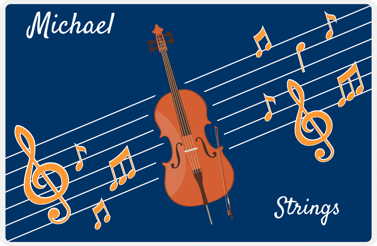 Personalized School Band Placemat XV - Blue Background - Strings II -  View