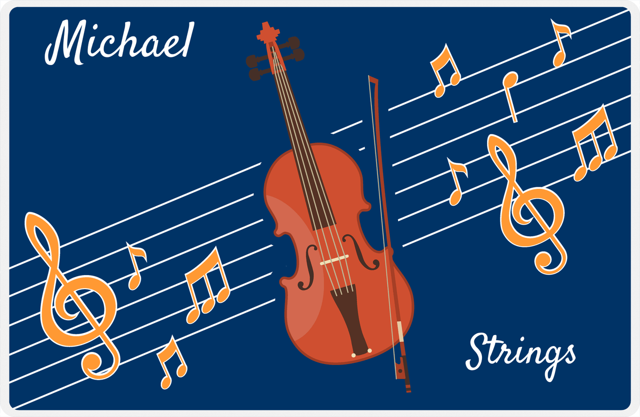 Personalized School Band Placemat XV - Blue Background - Strings III -  View