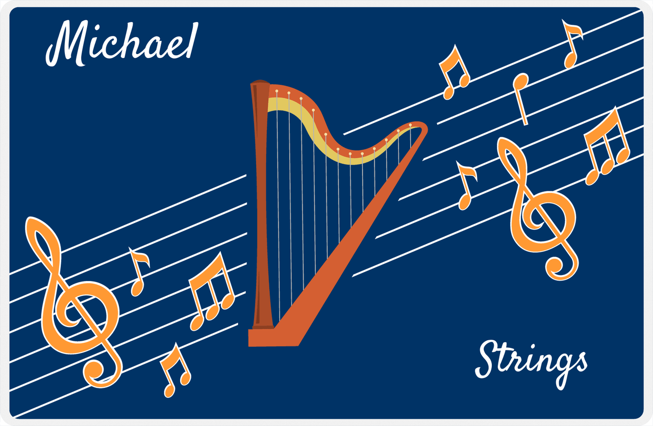 Personalized School Band Placemat XV - Blue Background - Strings IV -  View