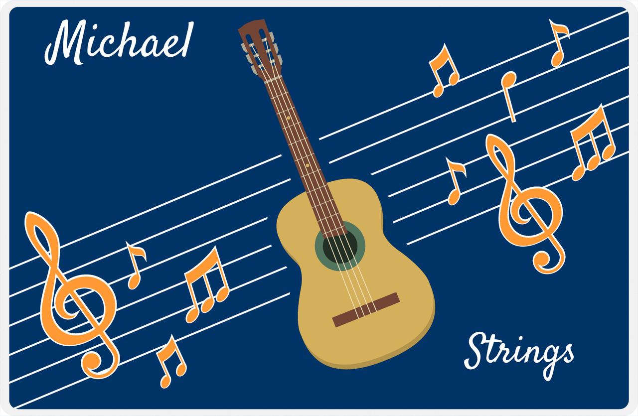 Personalized School Band Placemat XV - Blue Background - Strings VI -  View