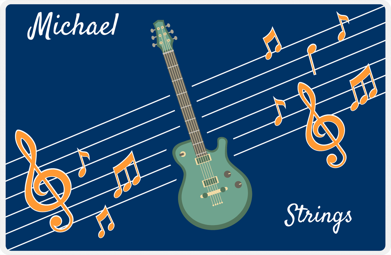 Personalized School Band Placemat XV - Blue Background - Strings VII -  View