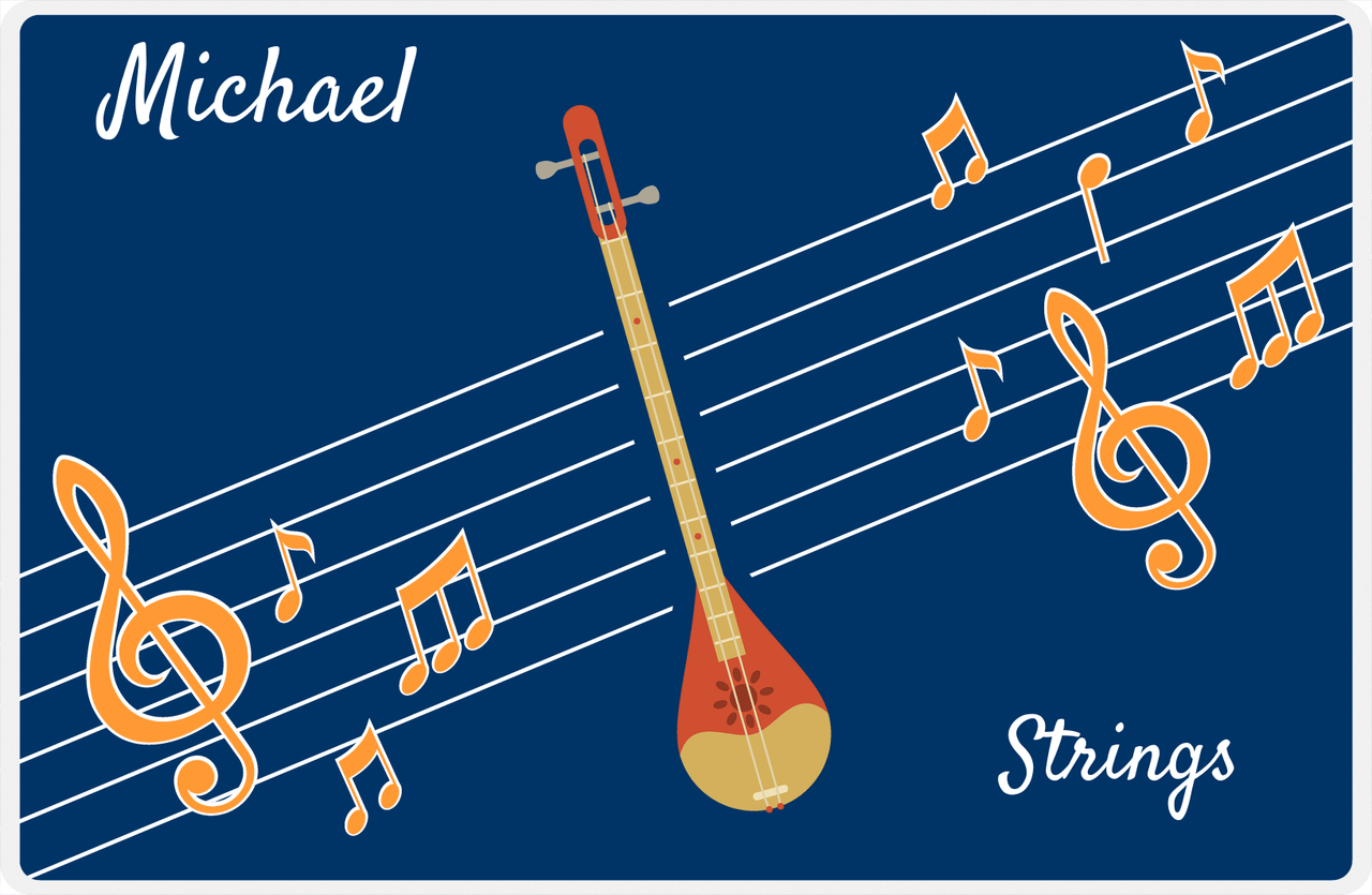 Personalized School Band Placemat XV - Blue Background - Strings VIII -  View