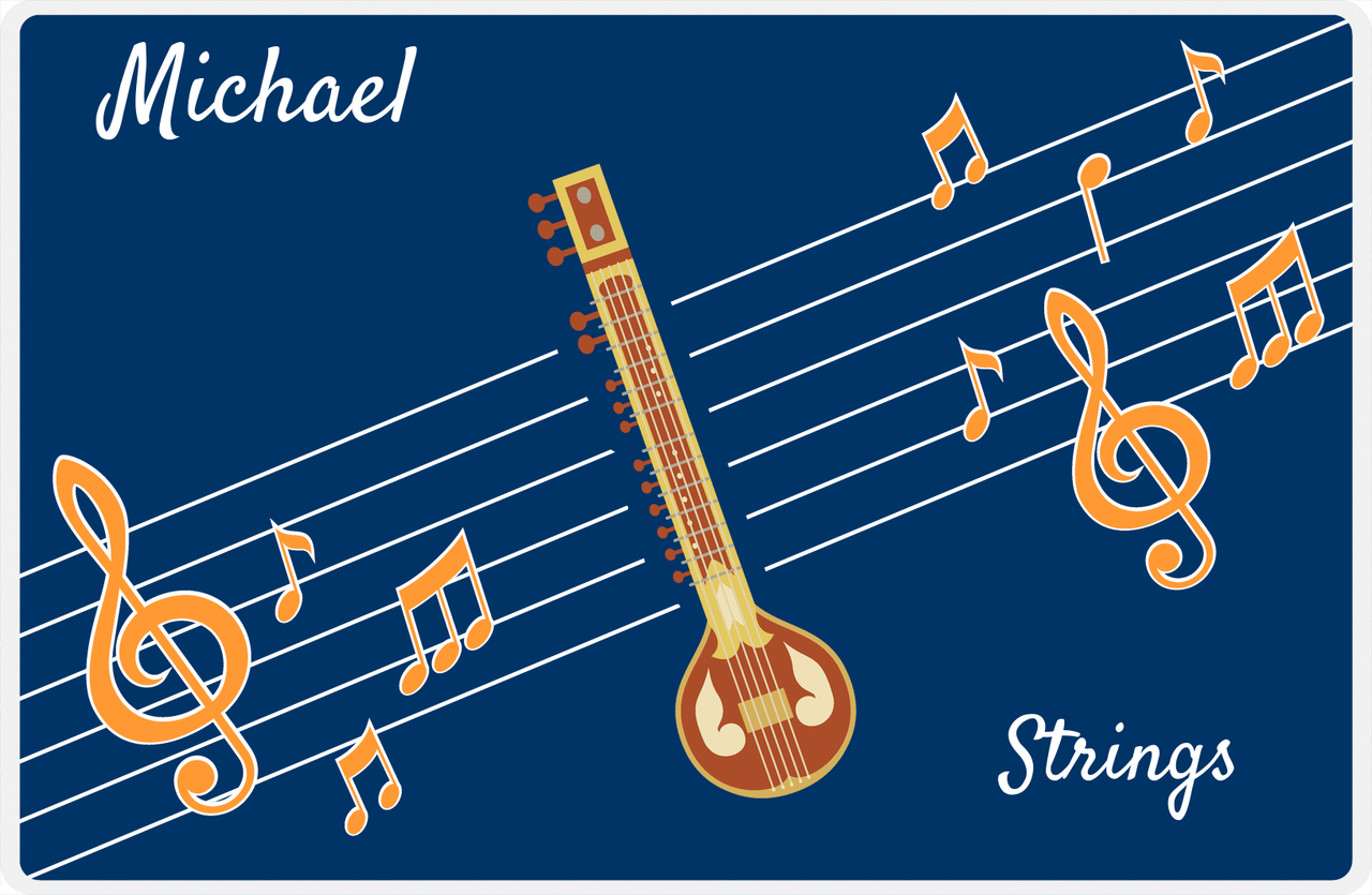 Personalized School Band Placemat XV - Blue Background - Strings IX -  View