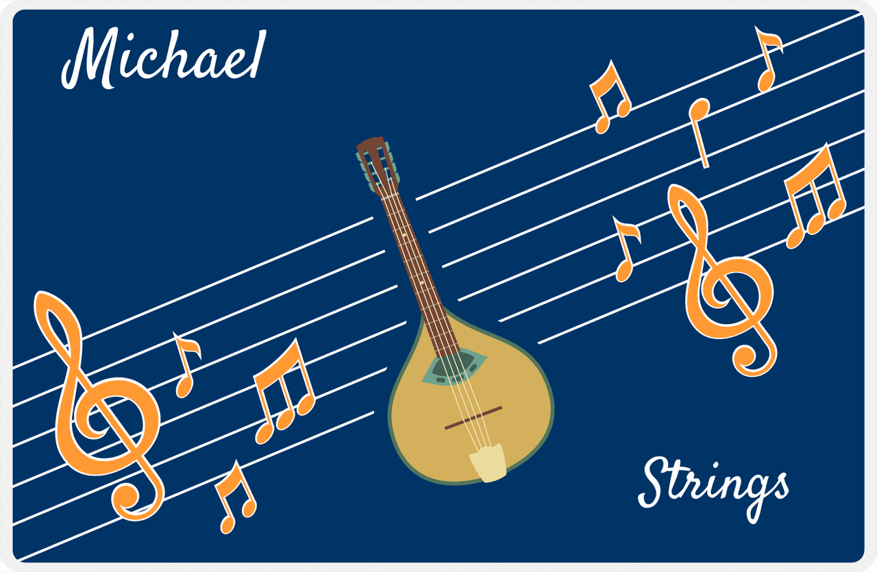 Personalized School Band Placemat XV - Blue Background - Strings X -  View