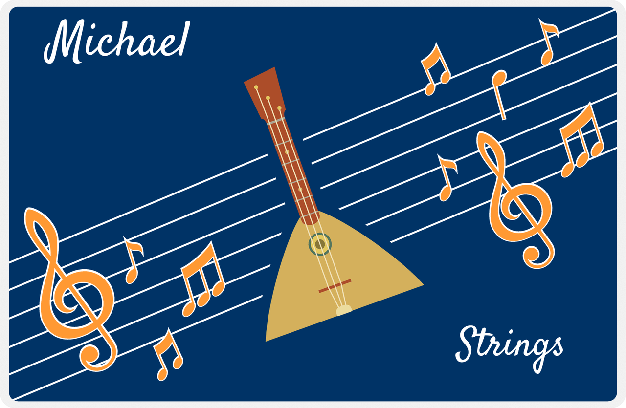 Personalized School Band Placemat XV - Blue Background - Strings XIII -  View