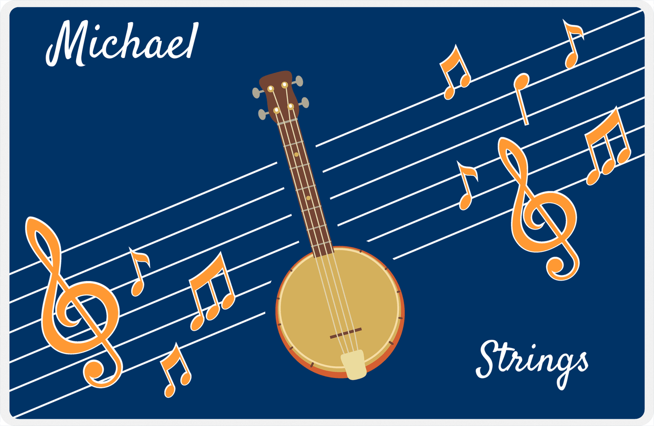 Personalized School Band Placemat XV - Blue Background - Strings XIV -  View