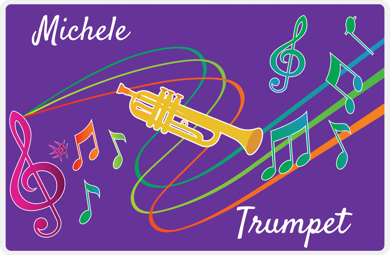 Personalized School Band Placemat XVIII - Purple Background - Trumpet -  View