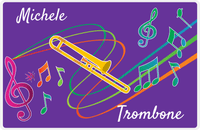 Thumbnail for Personalized School Band Placemat XVIII - Purple Background - Trombone -  View