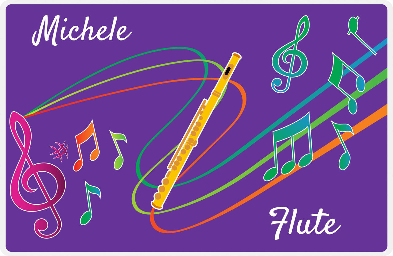 Personalized School Band Placemat XVIII - Purple Background - Flute -  View